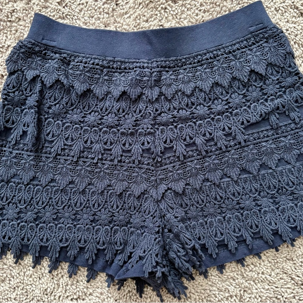 Navy Blue Lace Shorts